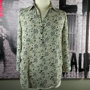 Pleione Circle Print Blouse EUC